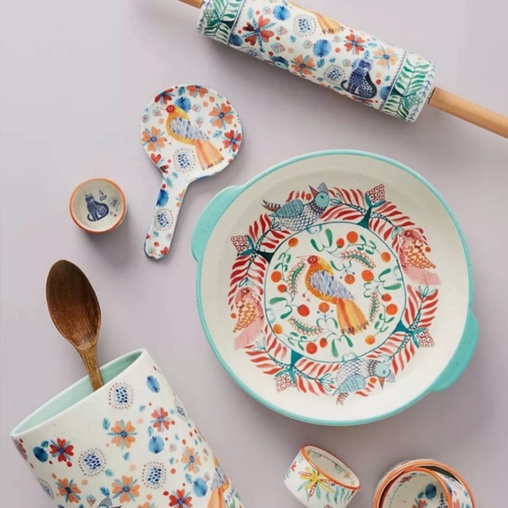 Anthropologie Annevieve Rolling Pin & Spoon Rest